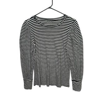 LOFT WOMEN’S STRIPED LONG SLEEVE BLACK AND WHITE TOP SIZE SMALL